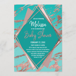 Rose Gold Aquamariner grüner Marmor Diamant Babydu Einladung