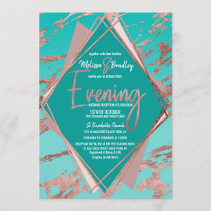 Rose Gold Aquamariner Grüner Marmor Diamond Abend Einladung
