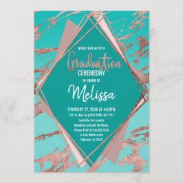 Rose Gold Aquamariner Grüner Marmor Diamond Abschl Einladung