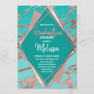Rose Gold Aquamariner Grüner Marmor Diamond Abschl Einladung