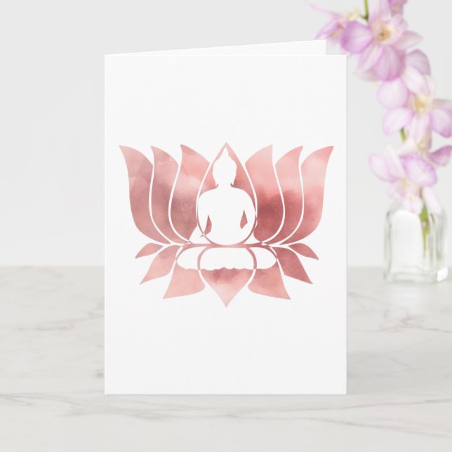 Rose Gold Aquarell Textur Buddha Meditation Zen Karte (Orchidee)