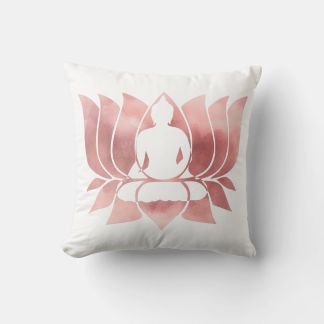 Rose Gold Aquarell Textur Buddha Meditation Zen Kissen (Vorderseite)