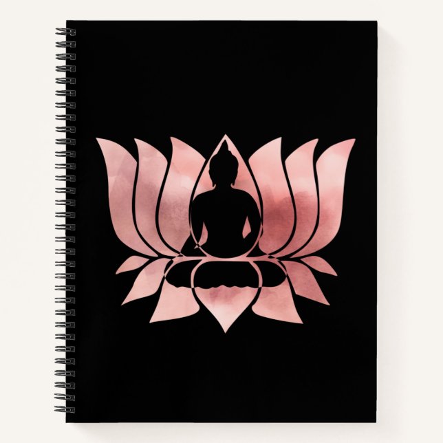 Rose Gold Aquarell Textur Buddha Meditation Zen Notizbuch (Vorderseite)