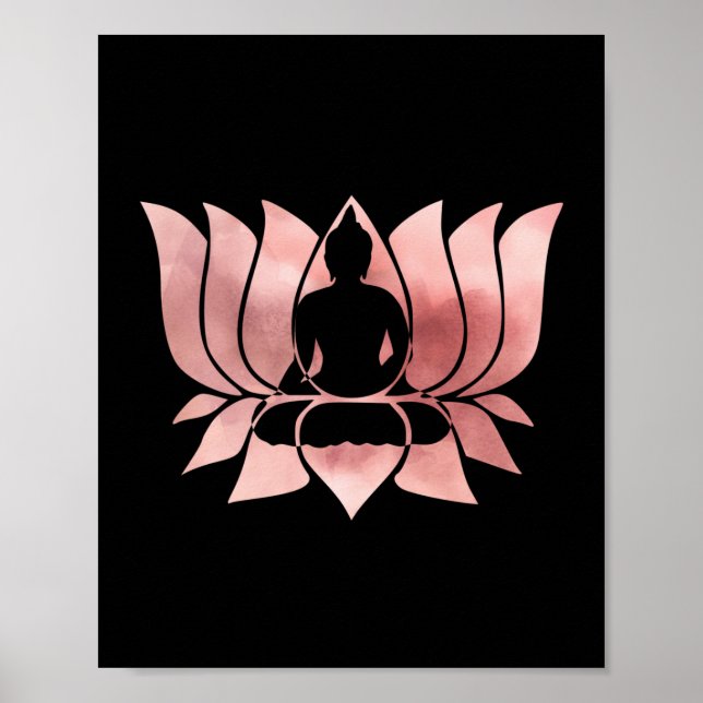 Rose Gold Aquarell Textur Buddha Meditation Zen Poster (Vorne)