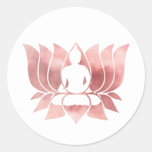 Rose Gold Aquarell Textur Buddha Meditation Zen Runder Aufkleber