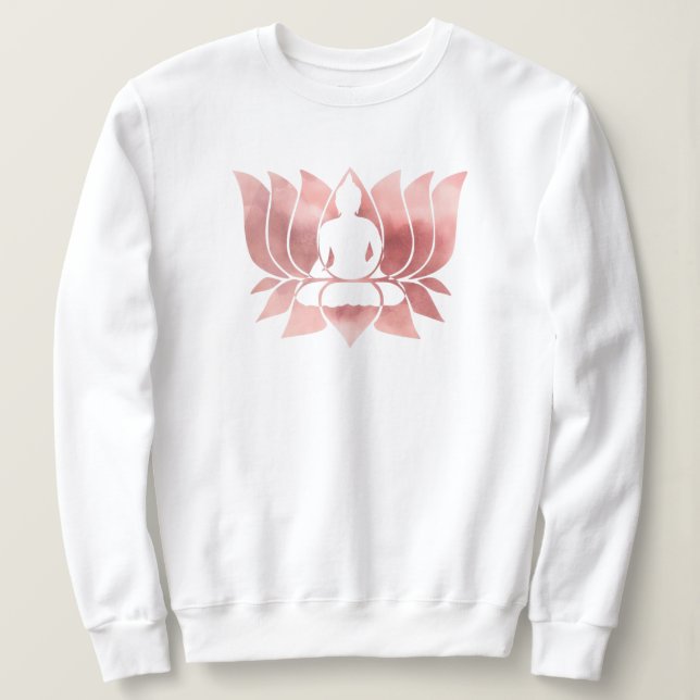 Rose Gold Aquarell Textur Buddha Meditation Zen Sweatshirt (Design vorne)