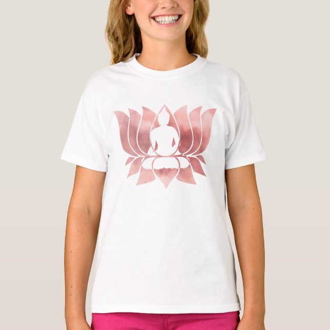 Rose Gold Aquarell Textur Buddha Meditation Zen T-Shirt (Vorderseite)