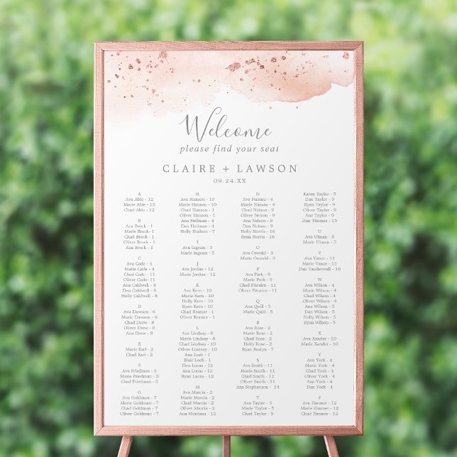 Rose Gold Aquarelltafel Alphabetisches Seekarte Poster (Von Creator hochgeladen)