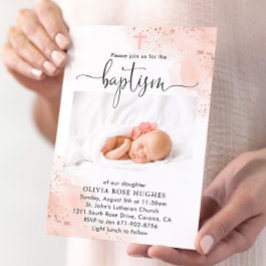 Rose Gold Aquarelltaufe Einladung