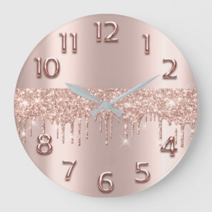 Rose Gold Arabic Number Metallic Blush Glitter Große Wanduhr