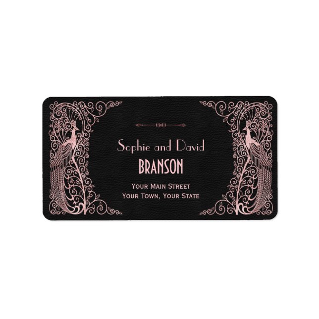 Rose Gold Art Deco Adressaufkleber (Vorne)