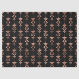 Rose Gold Art Deco Blume auf Black Decoupage Seidenpapier