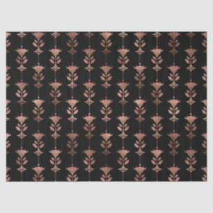 Rose Gold Art Deco Blume auf Black Decoupage Seidenpapier