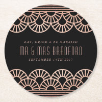 Rose Gold Art Deco Fan Wedding Untersetzer