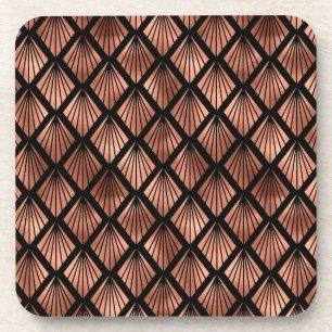 Rose Gold Art Deco Fans von Black Getränkeuntersetzer