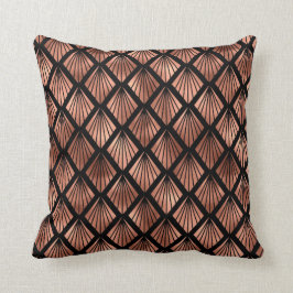 Rose Gold Art Deco Fans von Black Kissen