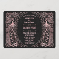 Rose Gold Art Deco Peacocks Senior Prom