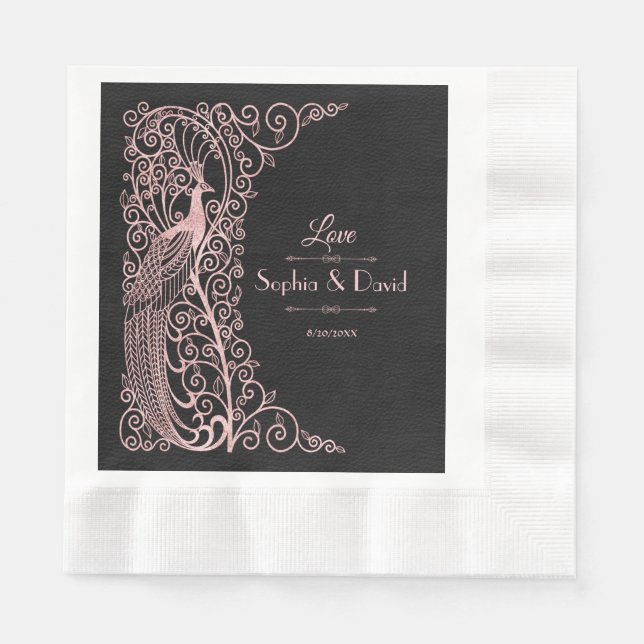 Rose Gold Art Deco Serviette (Vorderseite)