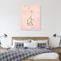 Rose Gold Art Deco Windhund Stretchleinwand