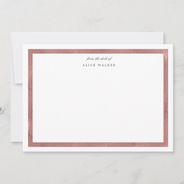 Rose gold art Deko monogram Stationierungskarte Mitteilungskarte (Vorderseite)