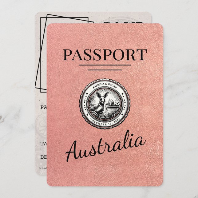 Rose Gold Australia Pass Save the Date (Vorne/Hinten)