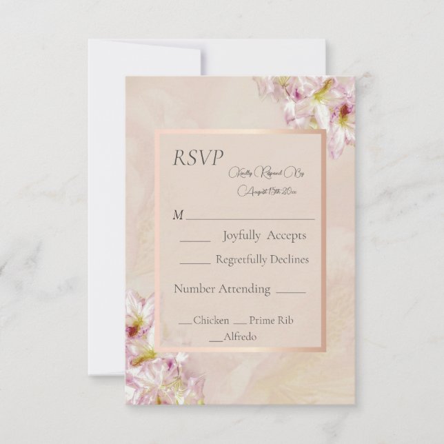 Rose Gold Azalea Wedding RSVP Karte (Vorderseite)