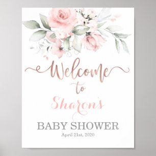 Rose gold Baby Dusche Begrüßungszeichen Poster