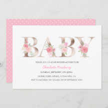 Rose gold Baby Dusche Einladung