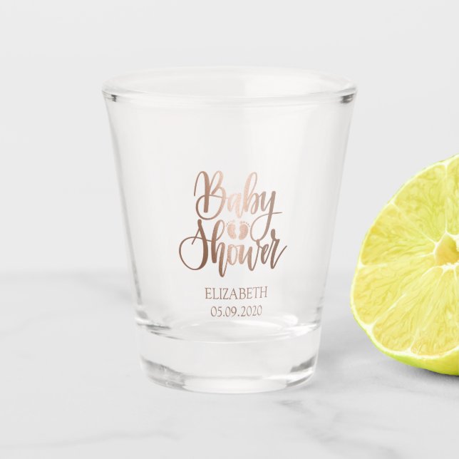 Rose Gold Baby Dusche Feet Schnapsglas (Vorderseite)