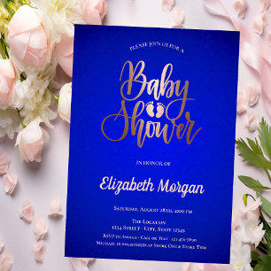 Rose Gold Baby Fuß Royal Blue Babyparty Einladung