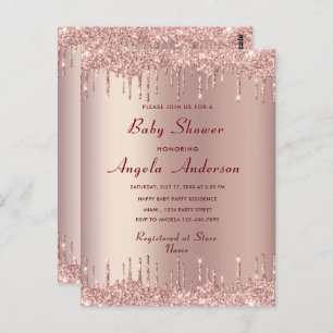 Rose Gold Baby Girl Dusche Einladung Vorlage Postkarte
