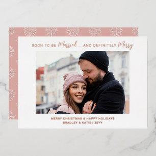 Rose Gold Bald Bald Verheiratet Fröhlich Folien Feiertagskarte