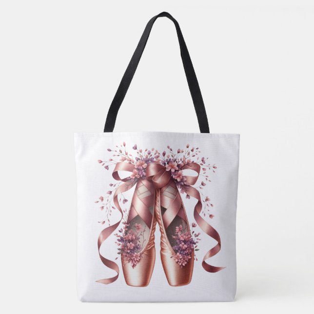 Rose Gold Ballet Slippers Large Shoulder Tote  (Vorderseite)