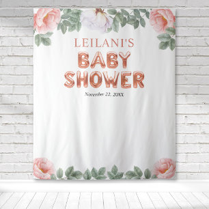 Rose Gold Ballon Baby Shower Pink Florales Hinterg Wandteppich