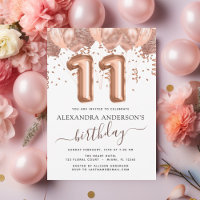 Rose Gold Ballons 11. Geburtstagsparty Confetti