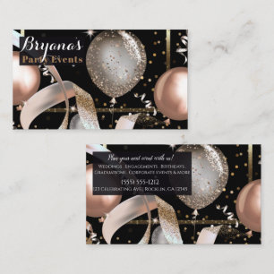 Rose Gold Ballons Black Chic Party Event Plane Visitenkarte