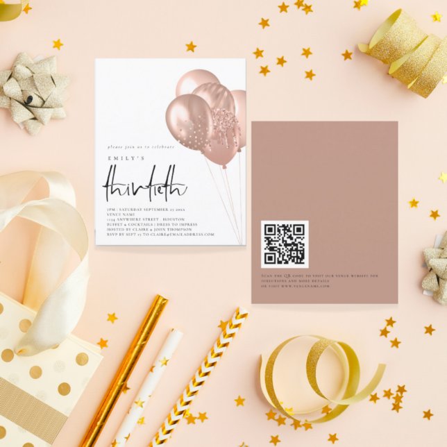 Rose Gold Ballons QR Code 30. Party (Von Creator hochgeladen)