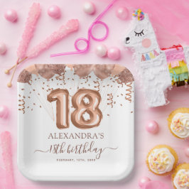 Rose Gold Balloons 18. Geburtstagsparty Pappteller