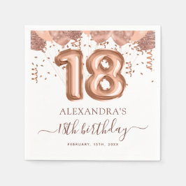 Rose Gold Balloons 18. Geburtstagsparty Serviette