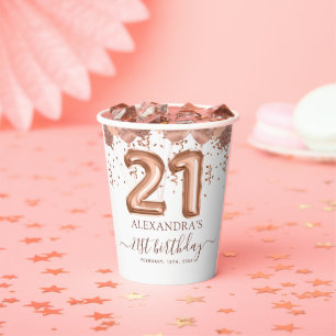 Rose Gold Balloons 21. Geburtstag Party Pappbecher