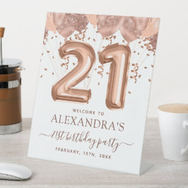 Rose Gold Balloons 21. Geburtstag Party Sockelschild