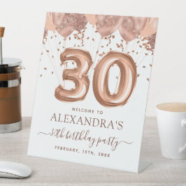 Rose Gold Balloons 30. Geburtstag Party Sockelschild