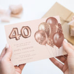 Rose Gold Balloons 40. Geburtstag Party Einladung<br><div class="desc">Rose Gold Ballons 40. Geburtstag Party Einladung Siehe Matching Kollektion im Niche & Nest Store</div>