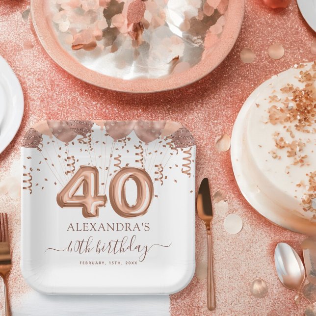 Rose Gold Balloons 40. Geburtstag Party Pappteller (Von Creator hochgeladen)