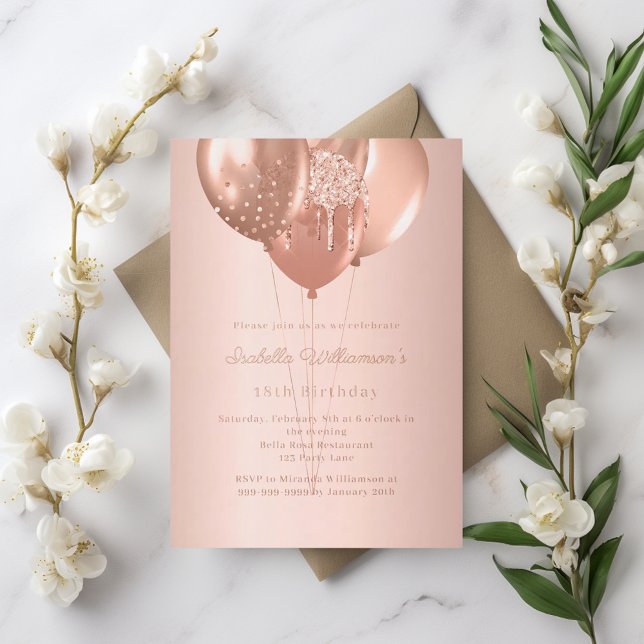 Rose gold balloons luxury birthday  folieneinladung (Von Creator hochgeladen)