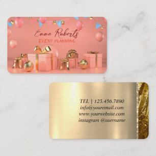 Rose Gold Balloons Moderne Visitenkarte