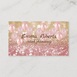 Rose Gold Balloons Moderne Visitenkarte