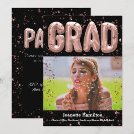 Rose Gold Balloons Pink Confetti Girls Abschluss Einladung