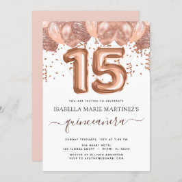 Rose Gold Balloons Quinceañera Feier Einladung