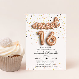 Rose Gold Balloons | Süße 16 Party Einladungen